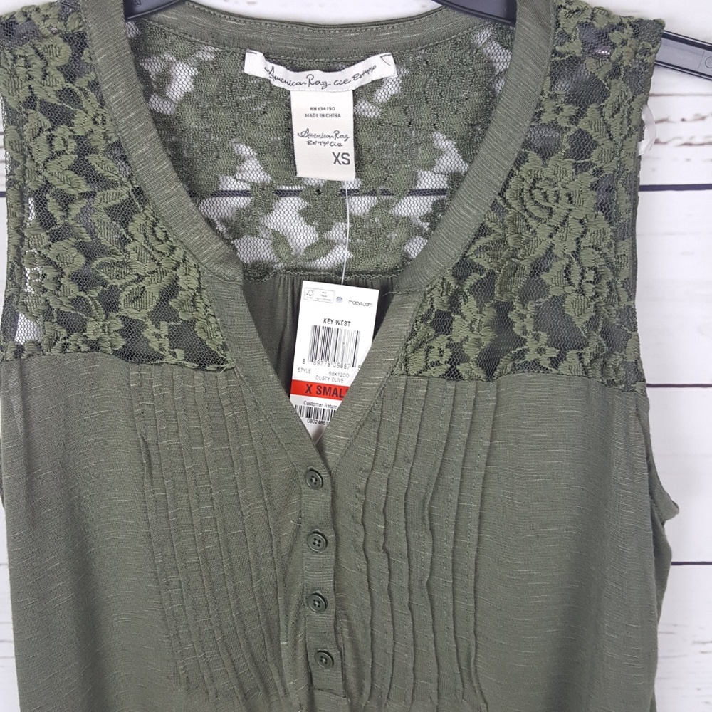 American Rag | Handkerchief Hem Lace Inset Tank - Picture 3 of 8